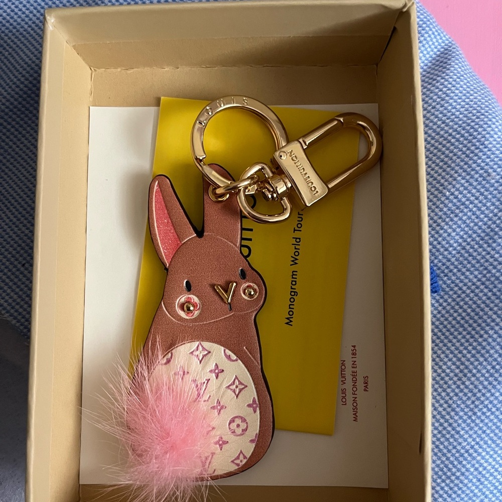 Louis Vuitton Pink and Brown Bunny Keychain